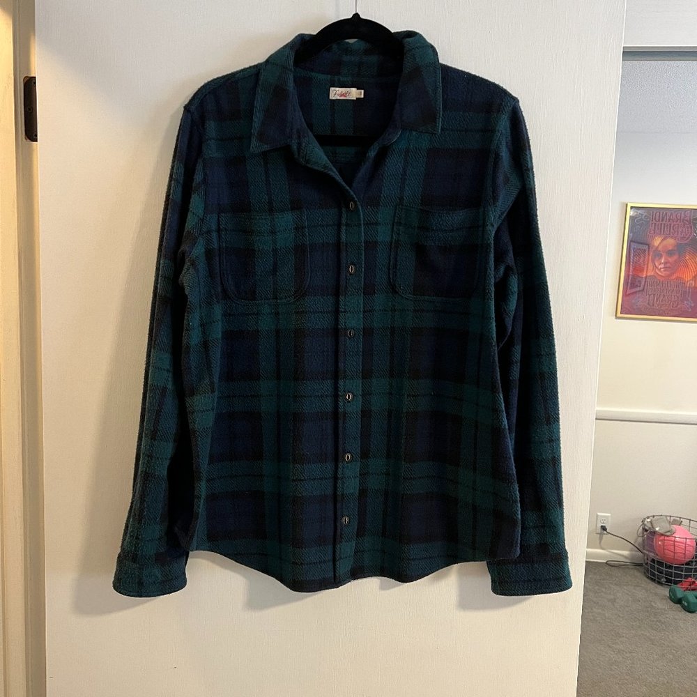 Faherty Black Watch Plaid Legend Sweater Shirt, size L